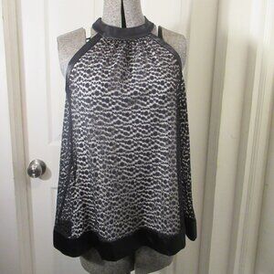 Nicole Miller Black & White Lace Dot Size Small Halter Neck Top Satin Bow Tie